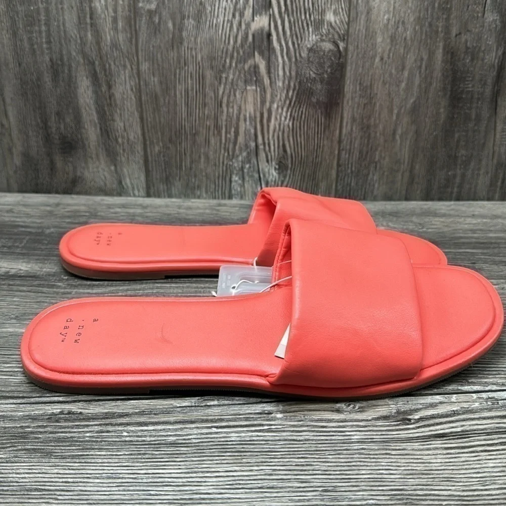 Women's Lulu Slide Sandals - A New Day Coral Orange